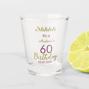 Verre A Shot Marron doré chut 60e anniversaire nom simple gras