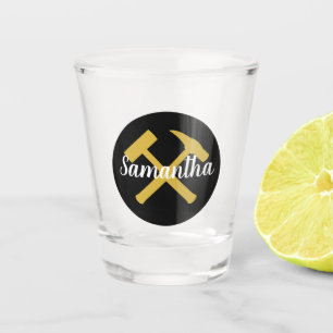 Verre A Shot Marteau de rock du géologue et nom personnalisé