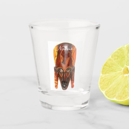 Verre A Shot Masque en bois découpé par Africain (Devant)
