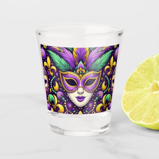 Verre A Shot Masque Mardi Gras/perles/fleur de lis (Devant)