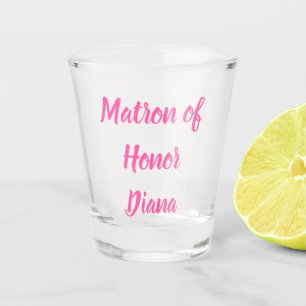 Verre A Shot Matron d'honneur rose Nom personnalisé Cadeaux Mar