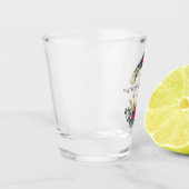 Verre A Shot Matron d'honneur Rose rouge Mariage Date Monogramm (Gauche)