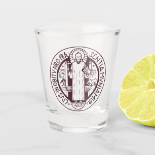 Verre A Shot Médaille Symbole de Saint Benoît Minimaliste Art