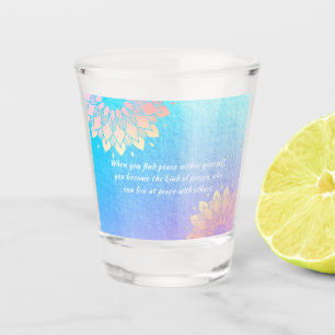 Verre A Shot Méditation Yoga Instructeur Blue Gold Mandala Cita
