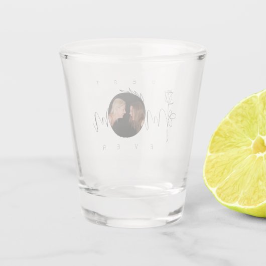 Verre A Shot Meilleure maman jamais moderne typographie florale (Dos)