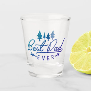 Verre A Shot Meilleure Typographie Bleue de Papa Ever avec Arbr