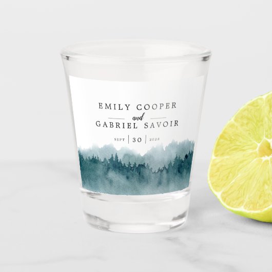 Verre A Shot Méménte Mariage de l'aquarelle de la forêt des mon (Devant)