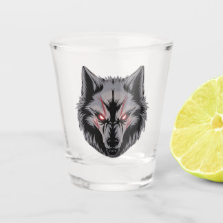Verre A Shot Menacer le loup avec les yeux rouges brillants