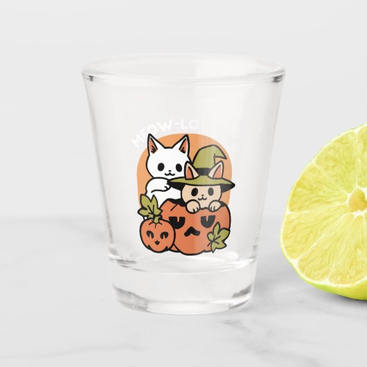 Verre A Shot Meow-Loween - Festive Halloween Conception de chat (Devant)