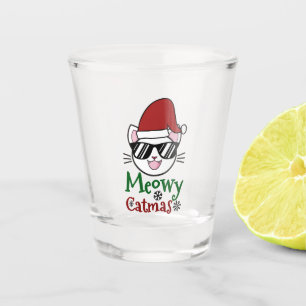 Verre A Shot Meowa Catmas Noël Père Noël Chat avec lunettes