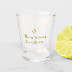 Verre A Shot merci d'être venu nom du message texte cœur d'or
