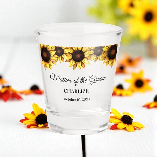 Verre A Shot Mère Mariage de tournesol Jaune Blanc