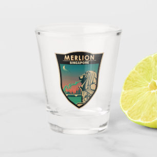 Verre A Shot Merlion Singapore Travel Vintage Art