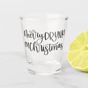 Verre A Shot Merry Drunk Je suis Noël Drôle Humour de boisson