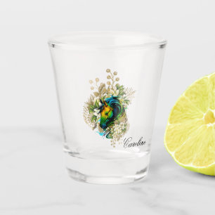 Verre A Shot Merveilleux cheval coloré avec des fleurs