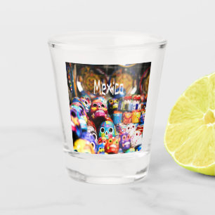 Verre A Shot Mexique crâne brillant coloré