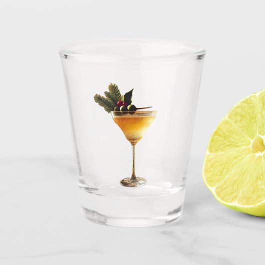 Verre A Shot Mi-siècle Moderne Champagne de Noël Cocktail (Devant)