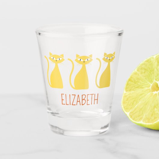 Verre A Shot Mid Century Modern Cats Personalized (Devant)