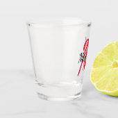 Verre A Shot Mignonne moderne rouge Nom Monogramme + Initiale (Gauche)