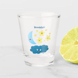 Verre A Shot Mignons étoiles chantant, lune et bande dessinée d