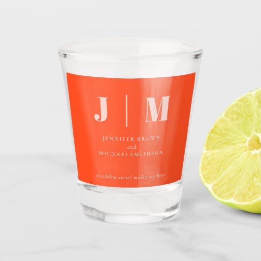 Verre A Shot Minimalist Orange Pink Simple Drink Wedding Party (Devant)