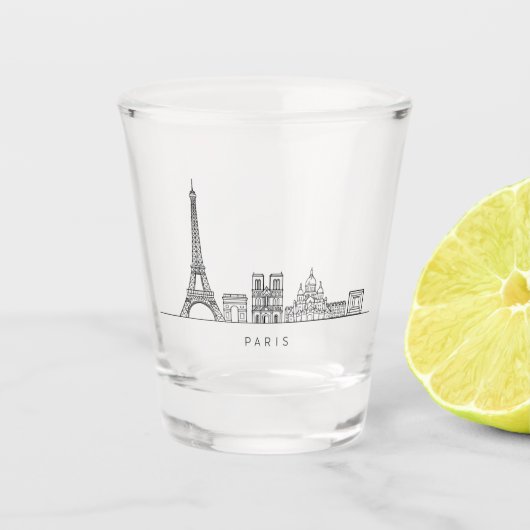 Verre A Shot Minimalist Paris Skyline Line Art (Devant)