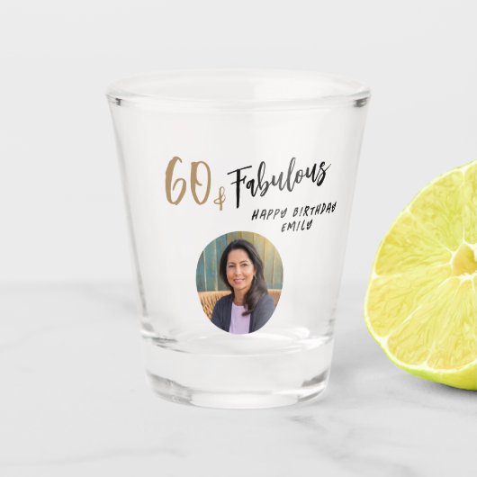 Verre A Shot Moderne 60 et Fabuleux Photo 60e anniversaire (Devant)
