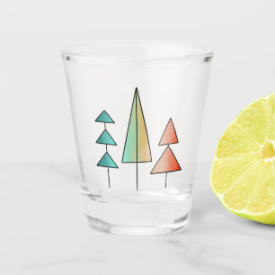 Verre A Shot moderne arc-en-ciel arbres roses sarcelle simple m