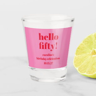 Verre A Shot Moderne Bold Rose Rouge Clair Anniversaire 50 Ans