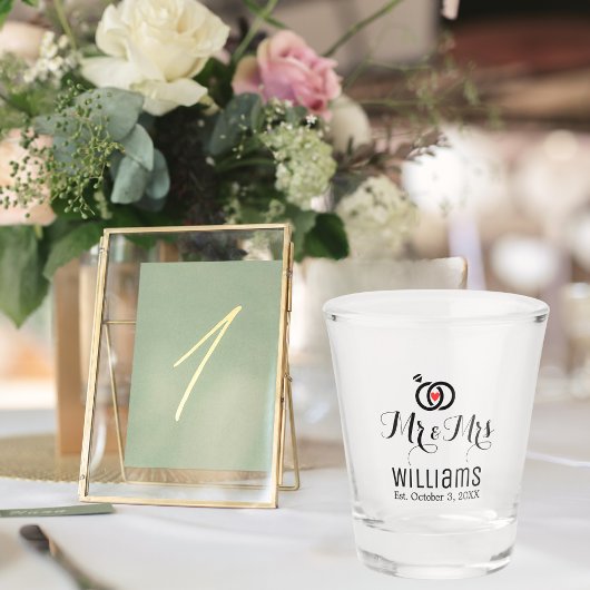 Verre A Shot Moderne conception de M. Mme Nom Date et anneaux, 