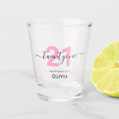 Verre A Shot Moderne Elégant rose 21e anniversaire (Devant)