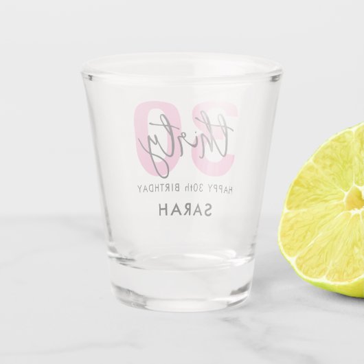 Verre A Shot Moderne Elégant Trente Rose 30e anniversaire (Dos)