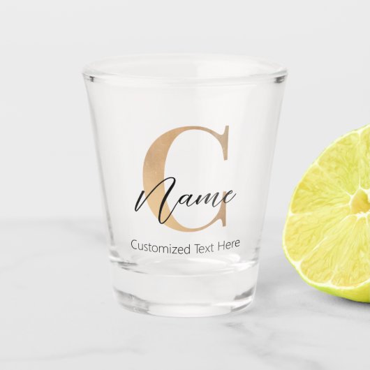 Verre A Shot Moderne Monogramme Initial C & Nom Personnalisé (Devant)