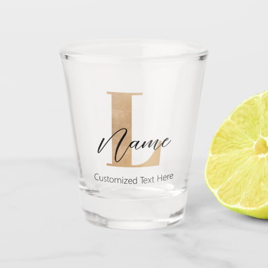 Verre A Shot Moderne Monogramme Initiale L & Nom Personnalisé (Devant)