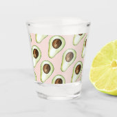 Verre A Shot Moderne Pastel Rose Et Vert Motif Avocado (Devant)