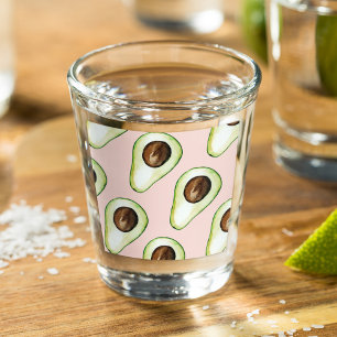 Verre A Shot Moderne Pastel Rose Et Vert Motif Avocado