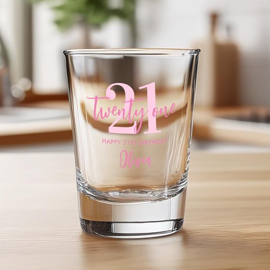 Verre A Shot Moderne rose élégant 21e anniversaire