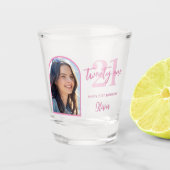 Verre A Shot Moderne rose élégant 21e anniversaire (Devant)