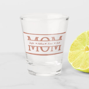 Verre A Shot MOM avec 4 enfants nom Fête des mères
