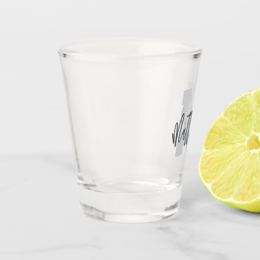 Verre A Shot Monogram Modern Cool Grunge Ajouter Votre Nom (Gauche)