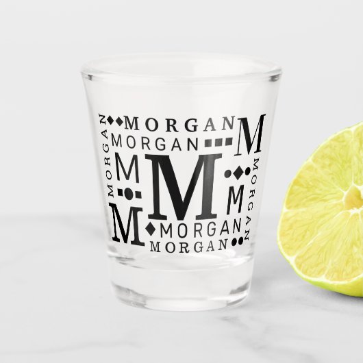 Verre A Shot Monogramme Collage Black Modern Personnalisé (Devant)
