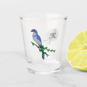 Verre A Shot Monogramme de Floride Scrub Jay