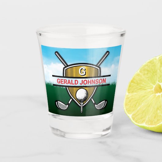 Verre A Shot Monogramme de golf élégant personnalisé minimalist (Devant)