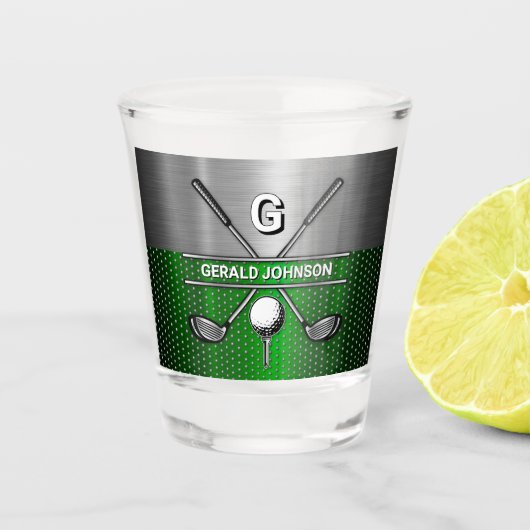 Verre A Shot Monogramme de golf Metallic Green et Argent (Devant)