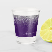 Verre A Shot Monogramme de Parties scintillant d'argent violet (Devant)