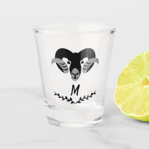 Verre A Shot Monogramme en silhouette du bélier noir à cornes