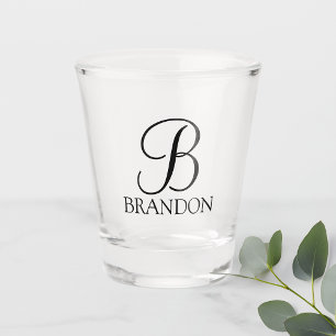 Verre A Shot Monogramme et nom de script personnalisé classiqu