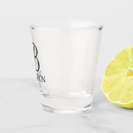 Verre A Shot Monogramme et nom de script personnalisé classique (Droite)