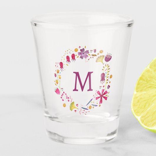 Verre A Shot Monogramme floral initial