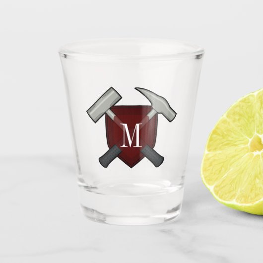 Verre A Shot Monogramme géologue avec marteau de roche (Devant)